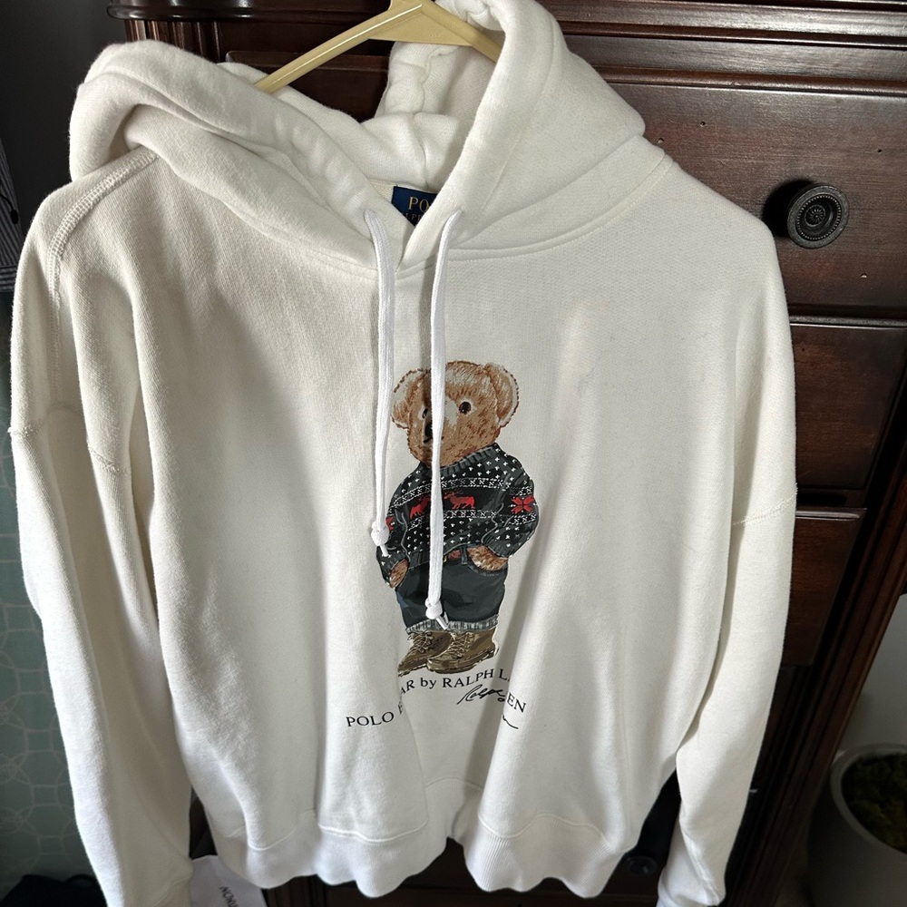 Cream size xl POLO bear hoodie
